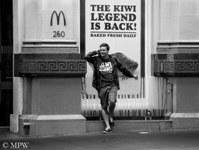 Queen Street Auckland city, black and white photo by Mike Wheelton